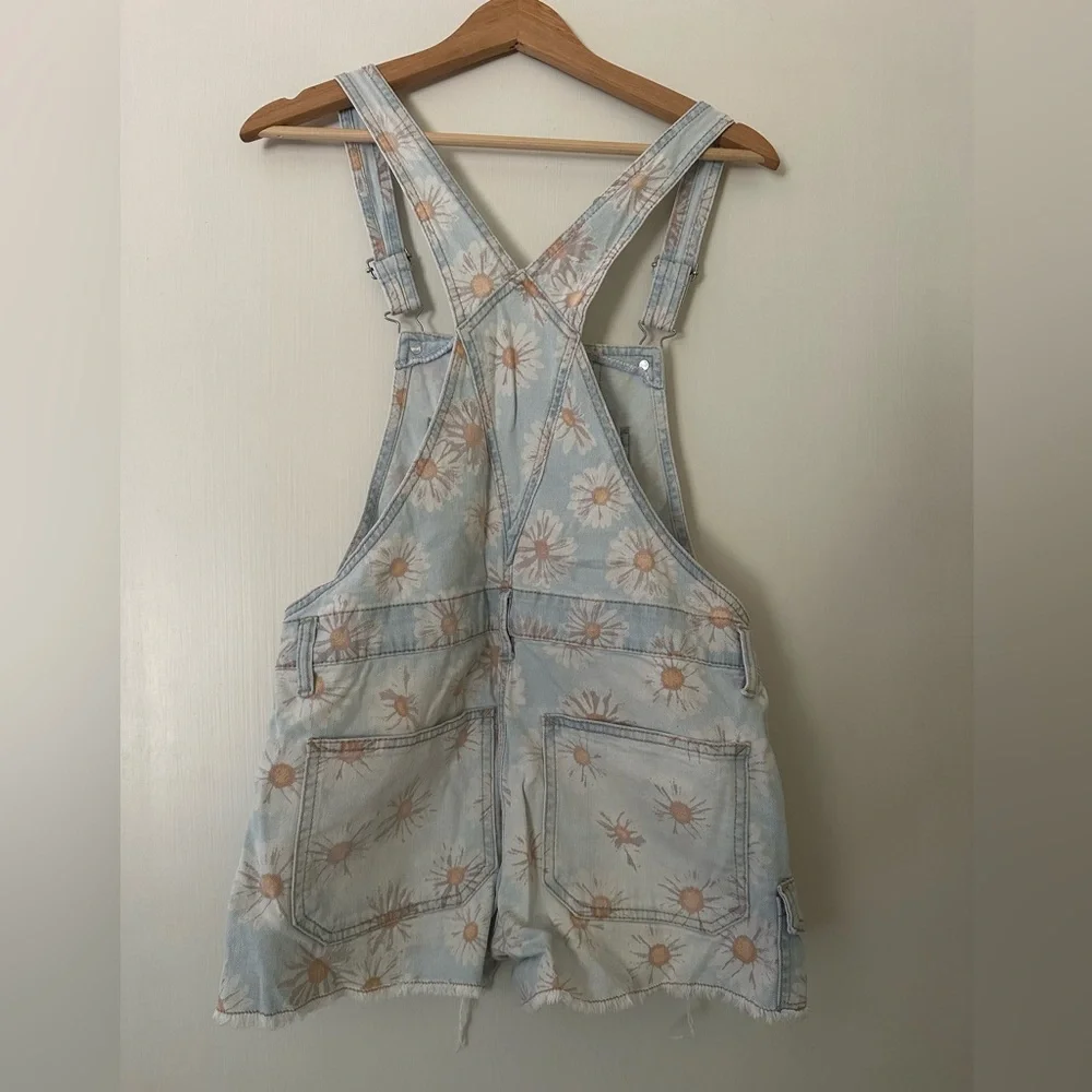 No Boundaries Light Blue Floral Denim Overalls - Picture 5 of 5